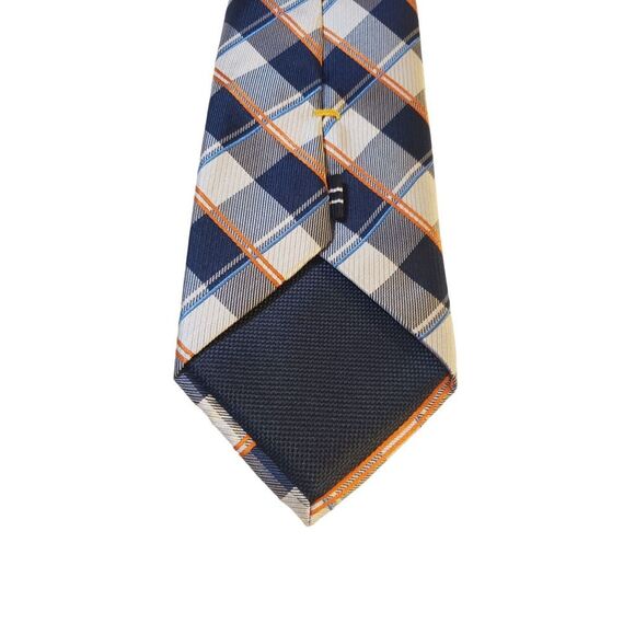 NAUTICA Plaid Checkered Navy White Orange Neck Tie Multicolor Plaids & Checks - Picture 6 of 12